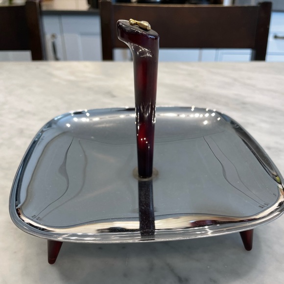 Mid-Century Modern Stainless Steel Serving Dish - Picture 3 of 6